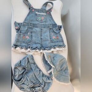 Girl's 3-pc Denim Dress Set 12 Months The Children's Place